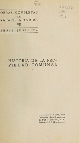 Portada de Historia de la propiedad comunal
