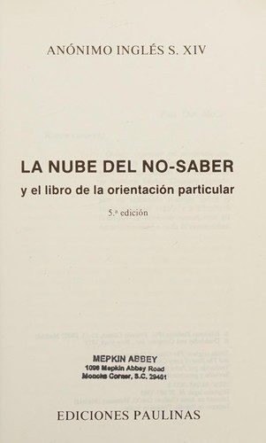 Portada de La nube del no-saber (con El libro de la Orientación Particular)