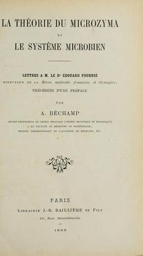 Portada de Les microzymas dans leurs rapports avec l'hétérogénie, l'histogénie, la physiologie et la pathologie. Examen de la panspermie atmosphérique continue ou discontinue, morbifère ou non morbifère