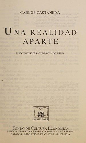 Portada de Una realidad aparte (nuevas conversaciones con don Juan)