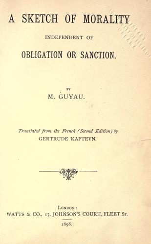 Portada de Esquisse d'une morale sans obligation ni sanction