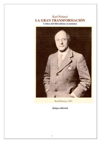 Portada de La gran transformación. Crítica del liberalismo económico