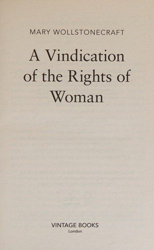 Portada de A Vindication of the Rights of Woman, with Strictures on Political and Moral Subjects