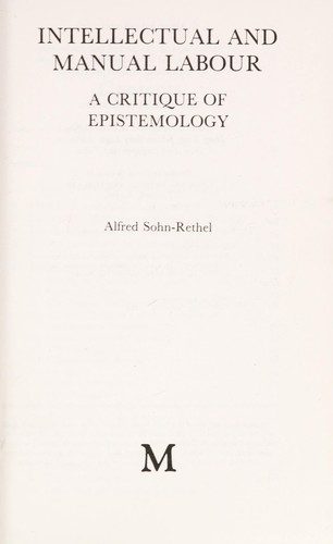 Portada de Trabajo intelectual y trabajo manual. Crítica de la epistemología