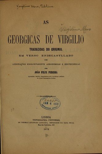 Portada de Geórgicas (versión en verso castellano de Miguel Antonio Caro)
